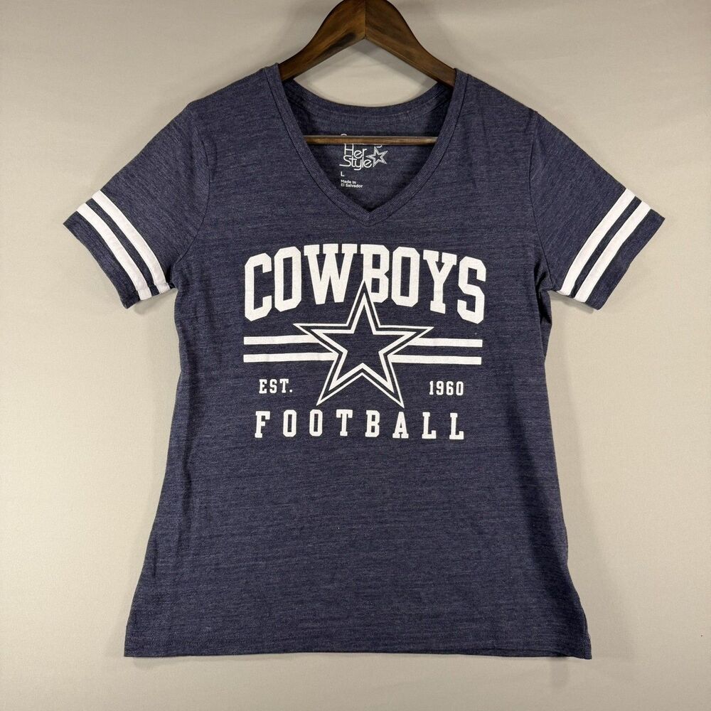 Dallas Cowboys Authentic Brand V-Neck T-Shirt, Women's Large